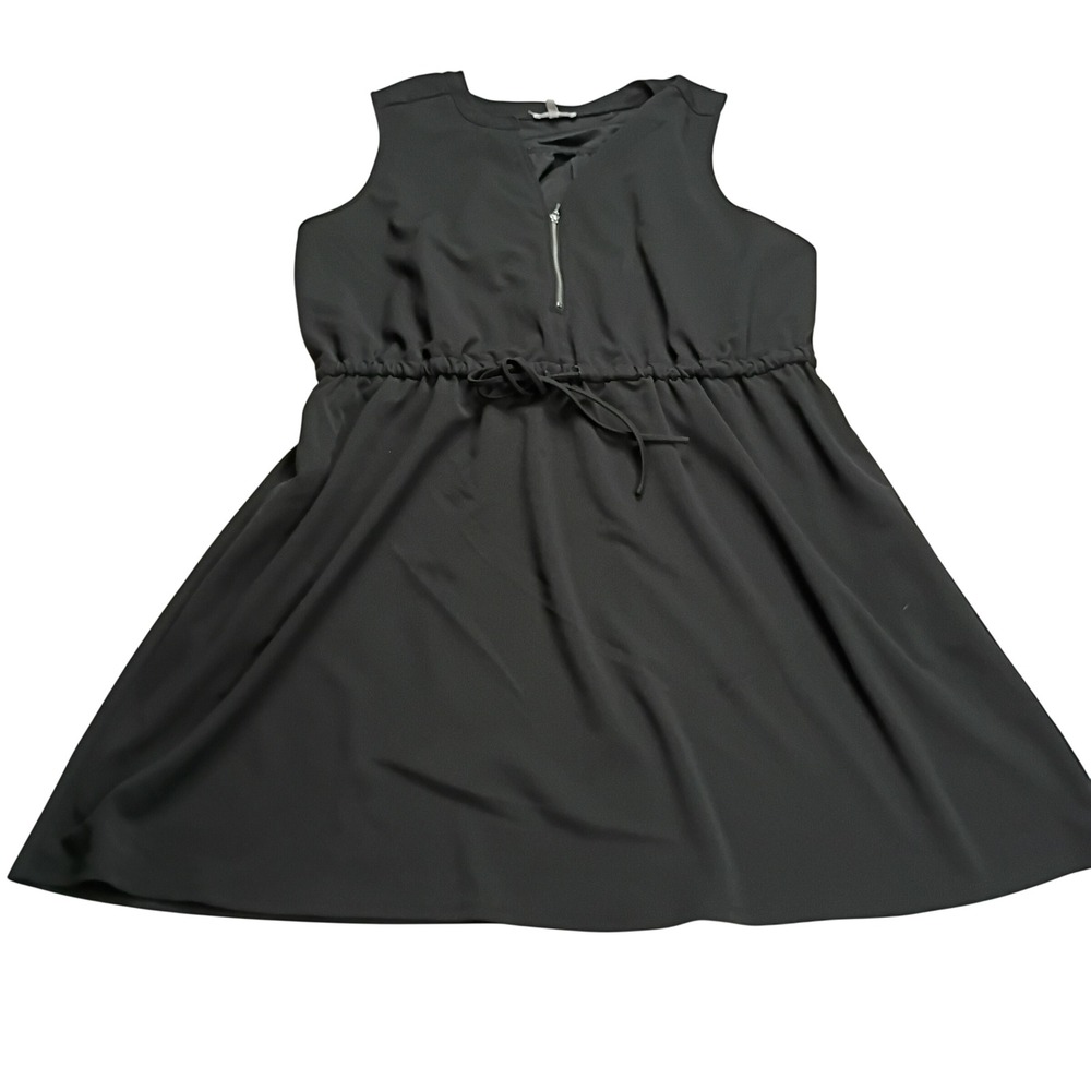 Maurices Mini Dress Women 2X Black Quarter Zip Drawstring Sleeveless